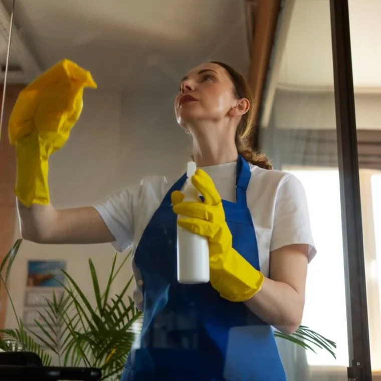 Professional cleaner providing recurring home cleaning service