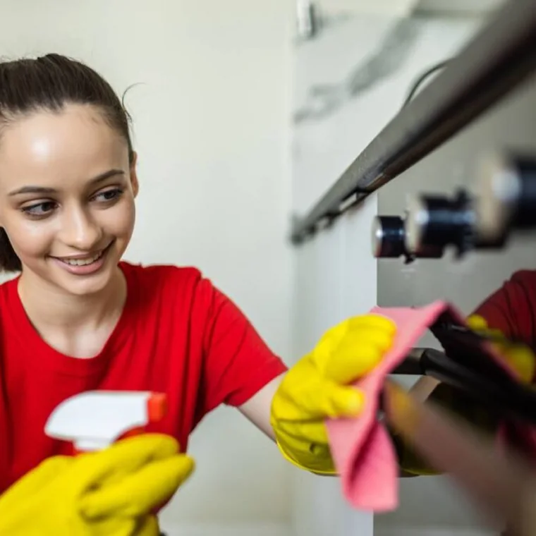Professional cleaner providing monthly house cleaning service